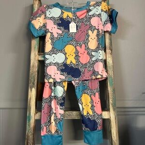 Colorful Bunny Print Kids Pajamas